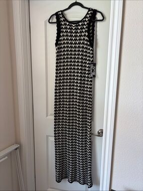 Crochet Maxi Dress - Black and White